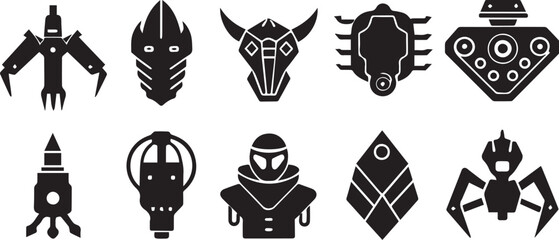 Set video game symbol. Hand drawn vector illustration