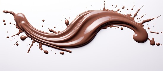 Decadent Chocolate Splashes Creating Artistic Patterns on Clean White Background