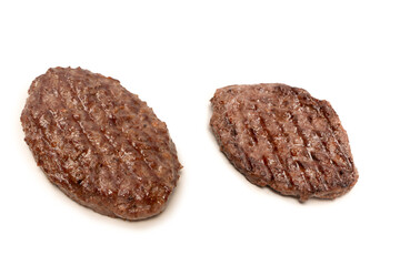 Cutlet with a minced beef isolated on a white background.