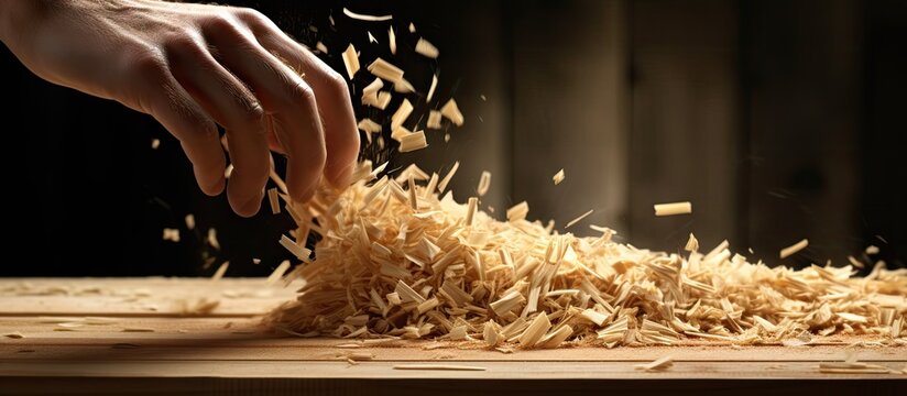 Skillful Artisan Cutting Wood with Precision Using a Sharp Knife