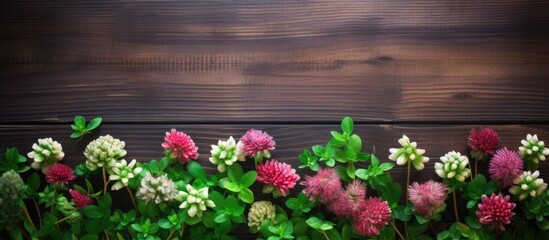 Rustic Charm: Colorful Bouquet of Various Flowers on Weathered Wooden Background