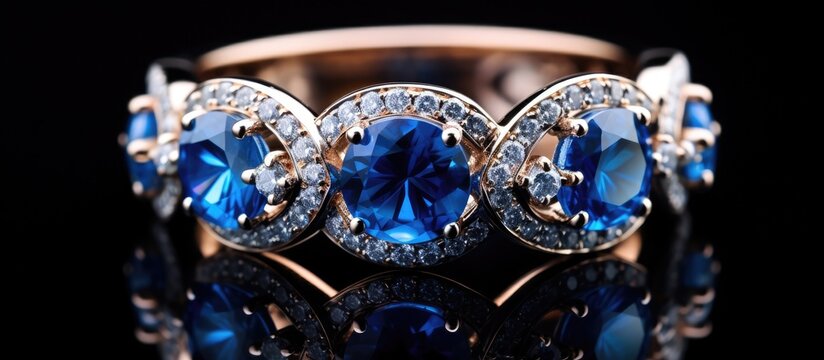 Exquisite Blue Sapphire and Diamond Ring Sparkling in the Light of Elegance