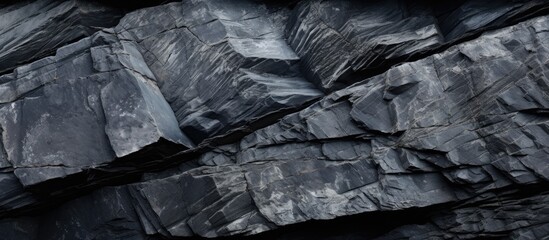 Intricate Details of a Textured Rock Against a Dramatic Black Background - obrazy, fototapety, plakaty
