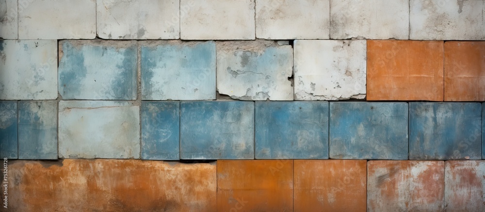 Aufkleber Vibrant Mosaic Wall Displaying Multitude of Colorful Tiles in Diverse Patterns and Textures