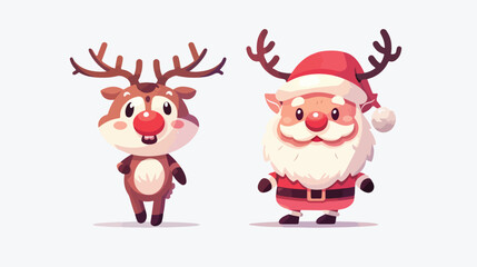 Fototapeta na wymiar Santa and Reindeer cartoon