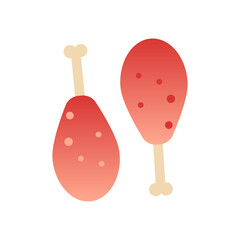 Two raw fresh chicken legs abstract vector illustration isolated on white. Leg drumsticks for roast, barbecue, bake and cooking. Top view. Fast food. Turkey bird meat. Abstract elements. Meat shop