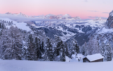 Fototapeta premium Tofane di Rozes vom Grödner Joch, Südtirol, Alto Adige, Italien