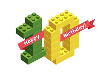 Vector congratulation card. Happy Birthday. Ten (10) years - 753263378