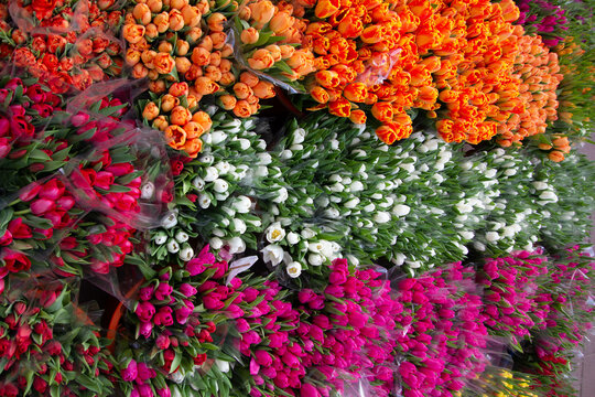 Closeup flower romatntic bouqet multi colored decoration, flower shop