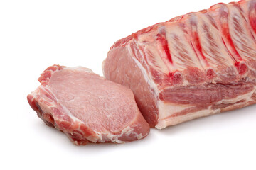 Pork chop on the bone isolated on white background