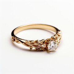 photo of a gold wedding ring on a white background сreated with Generative Ai