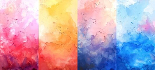 Big bundle set of bright colorful watercolor background for poster