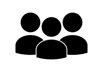 Icono negro de grupo de personas en fondo blanco. - obrazy, fototapety, plakaty