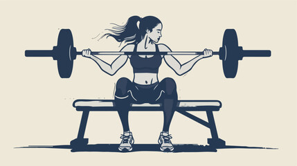 slim athletic girl trains bench press