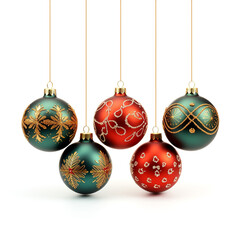 photo of Christmas tree decorations on a white background сreated with Generative Ai