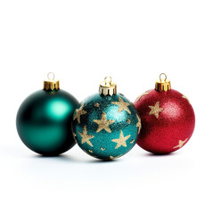 photo of Christmas tree decorations on a white background сreated with Generative Ai