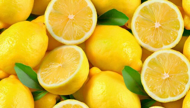  seamless repeatable and tilelable texture pattern of fresh lemon fruits 