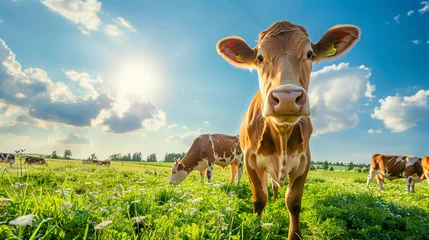 Tuinposter cow in the field © Aleksandra