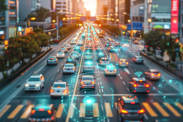 Analyzing traffic flow data, designing efficient public transit systems, car-sharing programs, and smart mobility solutions to ease urban congestion. - obrazy, fototapety, plakaty