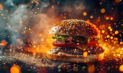 Delicious Burger - obrazy, fototapety, plakaty