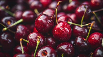 A close-up of glistening cherries packed with natural sweetness.