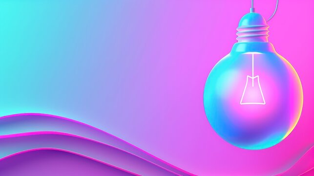 a picture of a light bulb with a pink and blue wave in the background of a picture of a light bulb.