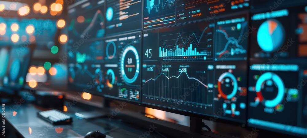 Wall mural infographics background 3d rendering, market data and infographics animation, digital data graph pro