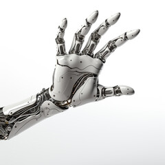 futuristic robot hand on white background сreated with Generative Ai
