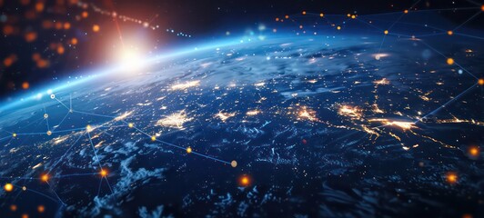 Obraz premium Digital world globe centered on Europe, concept of global network and connectivity on Earth