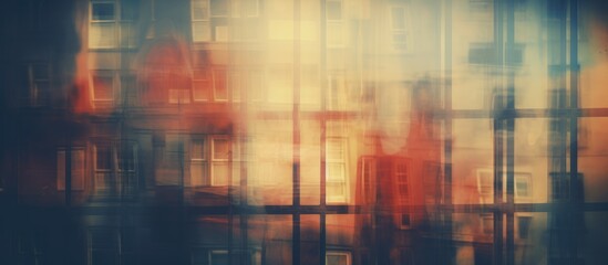 Blurred urban abstract background with vintage window effect - obrazy, fototapety, plakaty