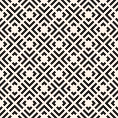 Papier Peint photo Far West Vector monochrome seamless pattern with lines, squares, triangles, rhombuses, arrows, grid, net, lattice, tiles. Abstract geometric texture. Simple black and white modern repeated geo background