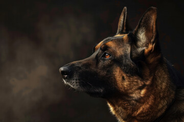 Naklejka premium German Shepherd profile in dramatic lighting.