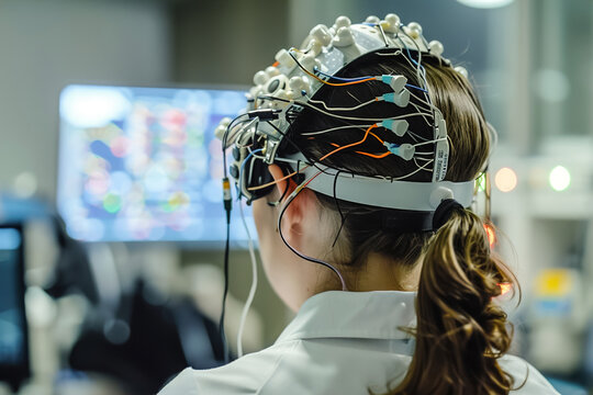 Scientists conduct experiments with EEG caps, exploring neurofeedback techniques, cognitive performance, treating mental health conditions, and brain-computer communication.