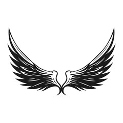 Flat design angel wings silhouette vector. Set of vintage wings illustrations on white background. Wings sketch set. element for logo. label. emblem. sign. illustration.