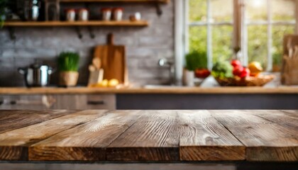 Wooden table for product display background kitchen