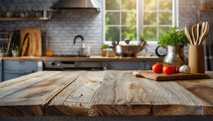 Fototapeta na wymiar Wooden table for product display background kitchen