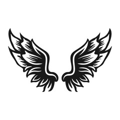 Flat design angel wings silhouette vector. Set of vintage wings illustrations on white background. Wings sketch set. element for logo. label. emblem. sign. illustration.