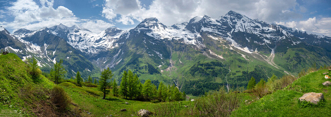 Naklejka na ściany i meble Panoramic view of East Alpes at the Ferleiten area in Austria