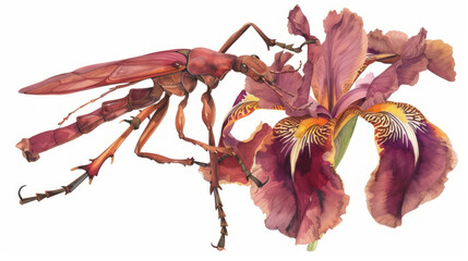 Fototapeta premium a close up of a flower with a bug in the middle of the flower and a bug in the middle of the flower.