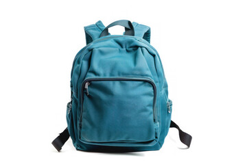 A small blue backpack on white background.