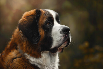 Saint Bernard dog with a thoughtful gaze.