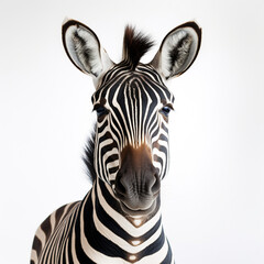 Fototapeta na wymiar photo of a zebra on a white background сreated with Generative Ai