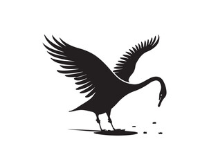 flying flamingo silhouette vector on a white background
