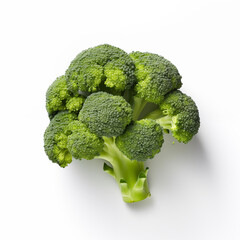 Fresh green broccoli cabbages on white background