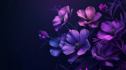 Purple or violet, flowers on a dark background