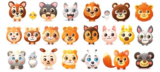 Cute cartoon animals set. illustration.