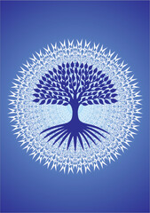 Tree of life, spiritual, sacred, ecological symbol. Stylized drawing on an openwork background . Vector graphics art.