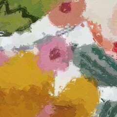 The abstract beauty of oil paintings and various flowers, lotus leaves, lotus roses, peonies, etc