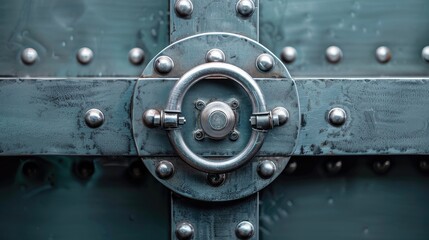 Close-up of a heavy vault door, symbolizing security and strength