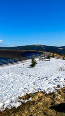 Dlouhe Strane, czech 5 MArch 2024: family on an outing in nature in the spring, a beautiful sunny...